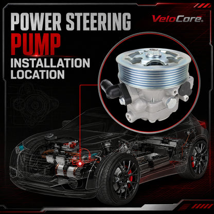 VeloCore Power Steering Pump & Pulley 56110-RAA-A01 Fit for Honda Accord | compatible with Honda Accord 2003-2005 2.4L L4, belt pulley included, alloy housing, replaces 21-5341