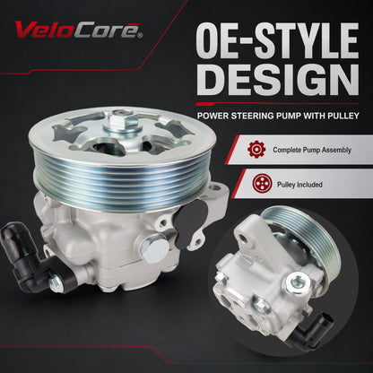 VeloCore 21-5419 Power Steering Pump with Pulley 2.0L 2.3L 2.4L | Compatible with Honda CR-V 05-11 Accord 06-07 Element 06-11 and Acura RSX TSX RDX 2002-2012, replaces 56110PNBA03