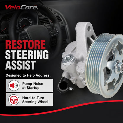 VeloCore 21-5419 Power Steering Pump with Pulley 2.0L 2.3L 2.4L | Compatible with Honda CR-V 05-11 Accord 06-07 Element 06-11 and Acura RSX TSX RDX 2002-2012, replaces 56110PNBA03