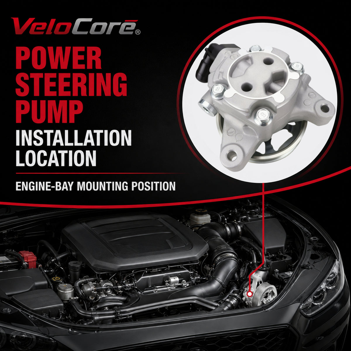 VeloCore 21-5419 Power Steering Pump with Pulley 2.0L 2.3L 2.4L | Compatible with Honda CR-V 05-11 Accord 06-07 Element 06-11 and Acura RSX TSX RDX 2002-2012, replaces 56110PNBA03