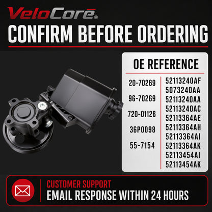 VeloCore Power Steering Pump 20-70269 Pulley Reservoir Complete Assembly | Compatible with Dodge Ram 1500 2002-2007 3.7L/4.7L, Durango 2004-2007 5.7L, Replaces 96-70269 55-7154 720-01126