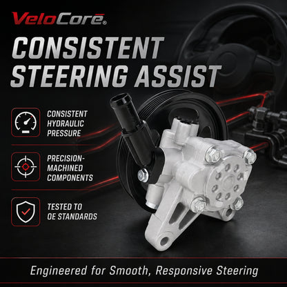 VeloCore Power Steering Pump & Pulley 56110-RGL-A03 Fit for Honda Odyssey | compatible with Honda Odyssey 2005-2010 3.5L and Pilot 2005-2008 3.5L, pulley included, 21-5442