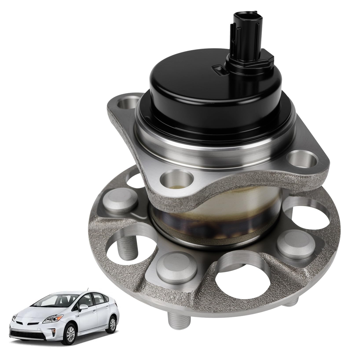 VeloCore Rear Wheel Hub and Bearing Assembly 512505 Compatible with Toyota Prius 2010-2015 & Plug-in - Replaces 42450-47040 HA590373 with ABS Sensor