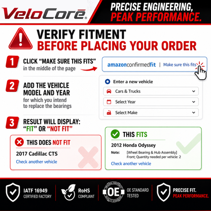 VeloCore Rear Wheel Hub and Bearing Assembly 512505 Compatible with Toyota Prius 2010-2015 & Plug-in - Replaces 42450-47040 HA590373 with ABS Sensor