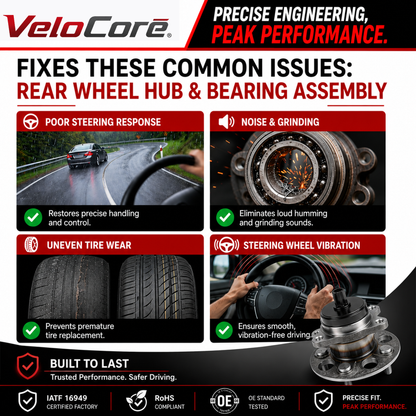 VeloCore Rear Wheel Hub and Bearing Assembly 512505 Compatible with Toyota Prius 2010-2015 & Plug-in - Replaces 42450-47040 HA590373 with ABS Sensor