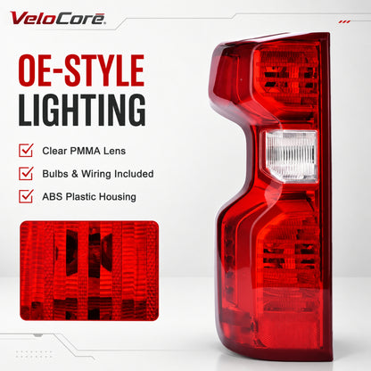 VeloCore Red Tail Light Pair 84554656 Fit for Chevrolet Silverado 1500 | compatible with Chevrolet Silverado 1500 2019-2025 and 2500HD 2020-2025, halogen bulbs, left and right, 84554657