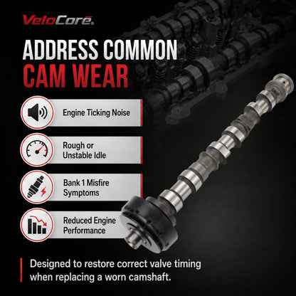 VeloCore Right Exhaust Camshaft 5184378AF Fit for Jeep Wrangler 3.6L V6 | compatible with Jeep Wrangler 2012-2016, Grand Cherokee 2011-2015, 3.6L V6 only, right exhaust, metal construction
