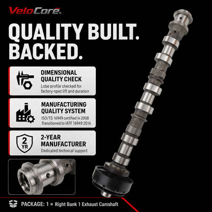 VeloCore Right Exhaust Camshaft 5184378AF Fit for Jeep Wrangler 3.6L V6 | compatible with Jeep Wrangler 2012-2016, Grand Cherokee 2011-2015, 3.6L V6 only, right exhaust, metal construction