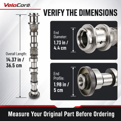 VeloCore Right Intake Camshaft 5184380AG Fit for Jeep Wrangler 3.6L V6 | compatible with Jeep Wrangler 2012-2016, Grand Cherokee 2011-2015, 3.6L V6 only, right intake, 5184380AH