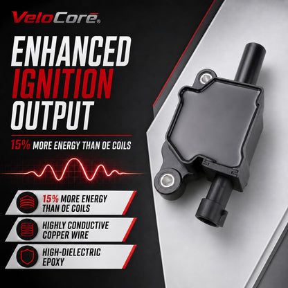VeloCore Square Ignition Coil Set of 8 12570616 Fit for Chevrolet Silverado | compatible with Chevrolet Silverado 1500 2008-2013 and GMC Sierra 1500 2008-2015 V8, square coils, UF413