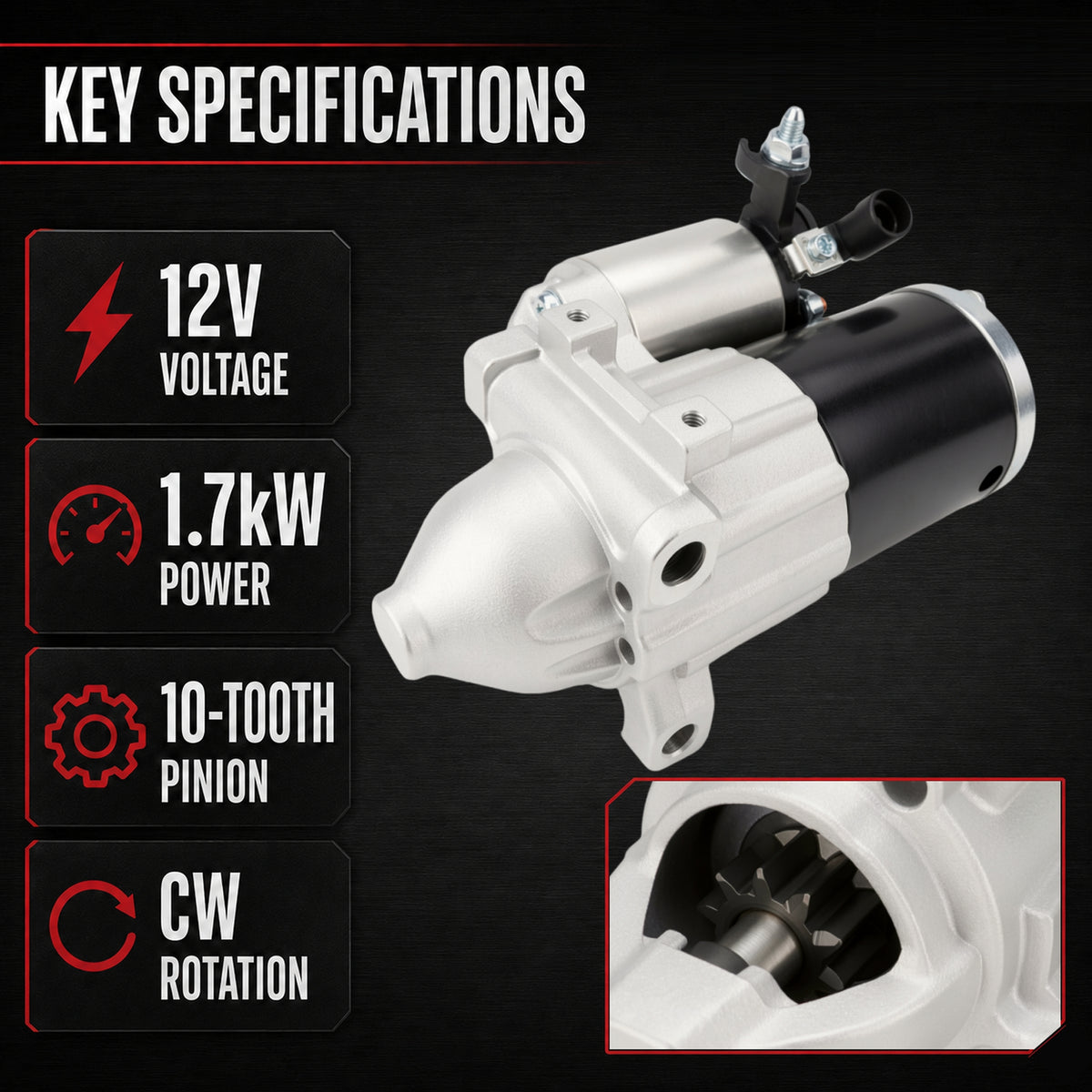 VeloCore Starter Motor 10910 Compatible with 14-18 Chevy Silverado 1500 Suburban Tahoe, Cadillac Escalade 6.2L 2015-2016, GMC Sierra 1500 V6 V8 4.3 5.3L 6.2L,2015-2016 GMC Yukon, 12655055 M000T24072