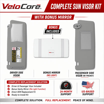 VeloCore Gray Sun Visor Pair Compatible with Toyota Tacoma 2005-2015