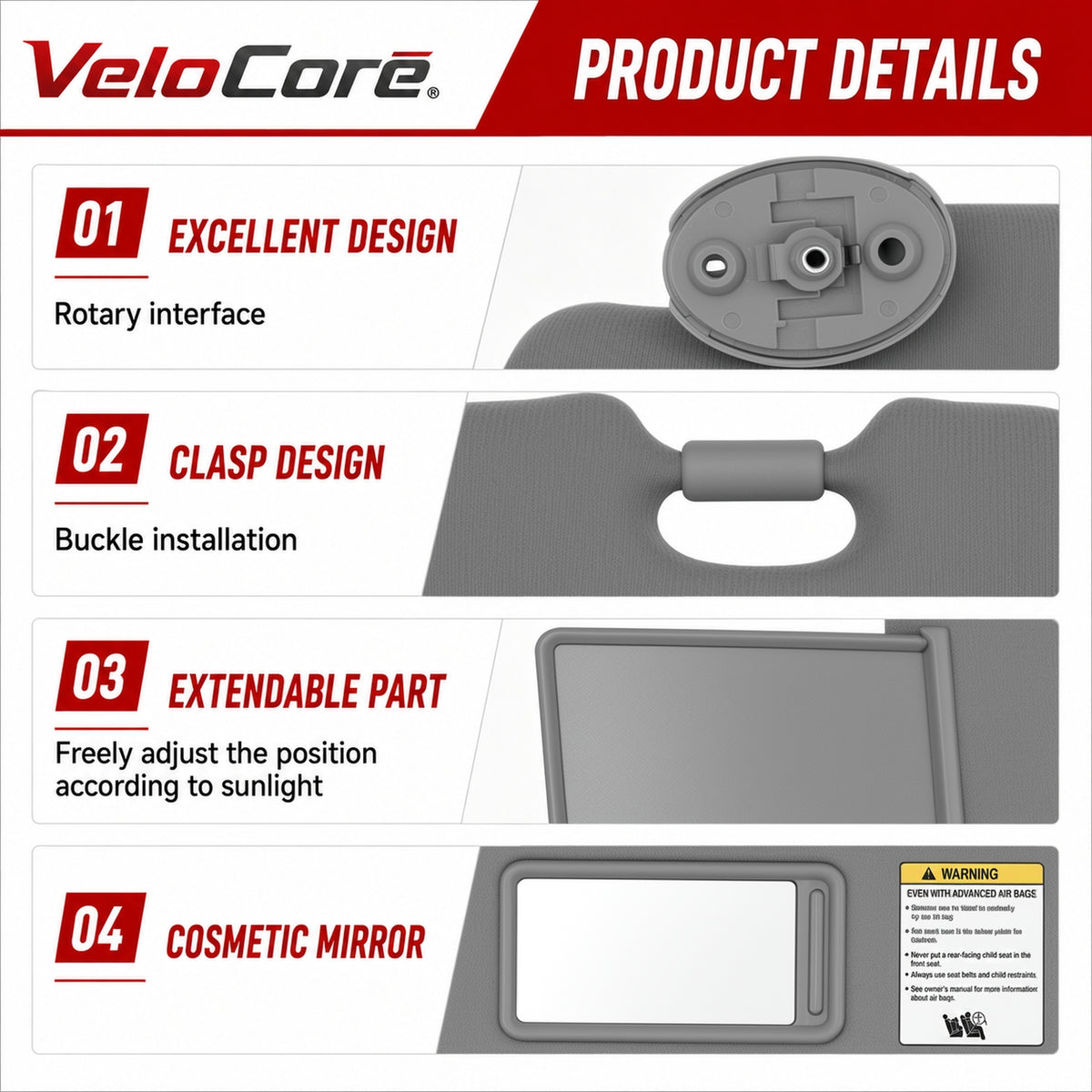 VeloCore Gray Sun Visor Pair Compatible with Toyota Tacoma 2005-2015