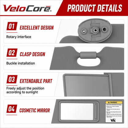 VeloCore Gray Sun Visor Pair Compatible with Toyota Tacoma 2005-2015