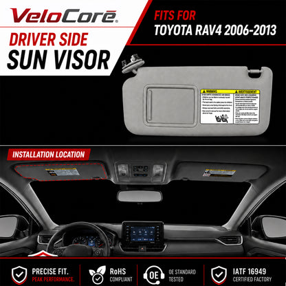 74320-42501-B2 Gray Sun Visor for 2006-2013 Toyota RAV4 Driver Side