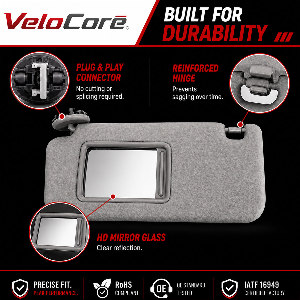 74320-42501-B2 Gray Sun Visor for 2006-2013 Toyota RAV4 Driver Side
