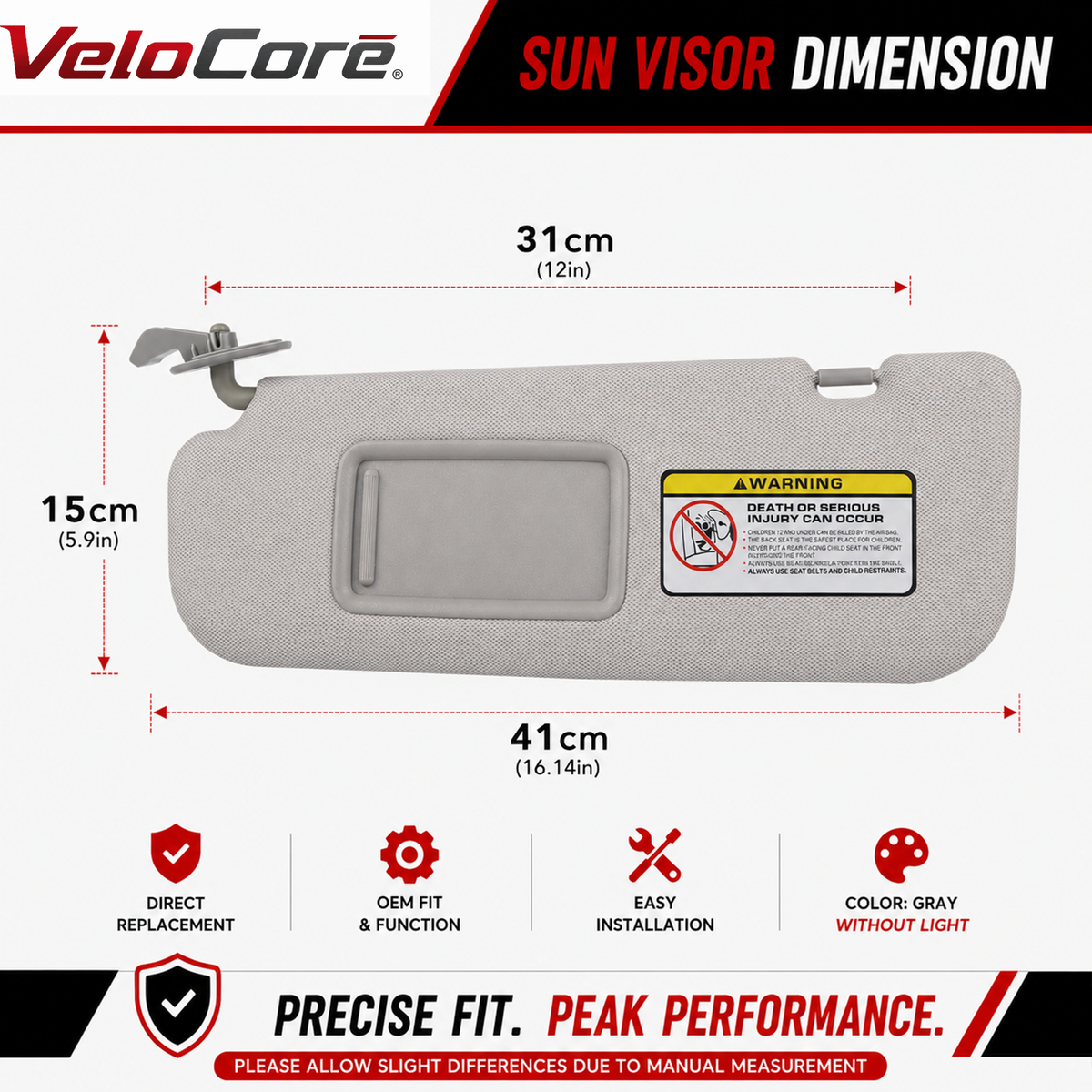 Sun Visor Pair Grey 852103X000TX Left Driver Right Passenger Side