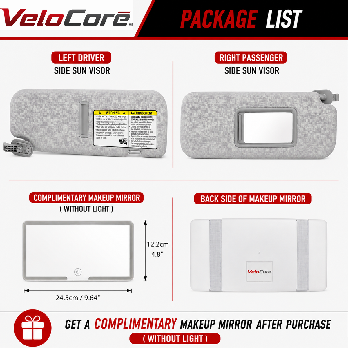 Sun Visor Pair Grey 852103X000TX Left Driver Right Passenger Side