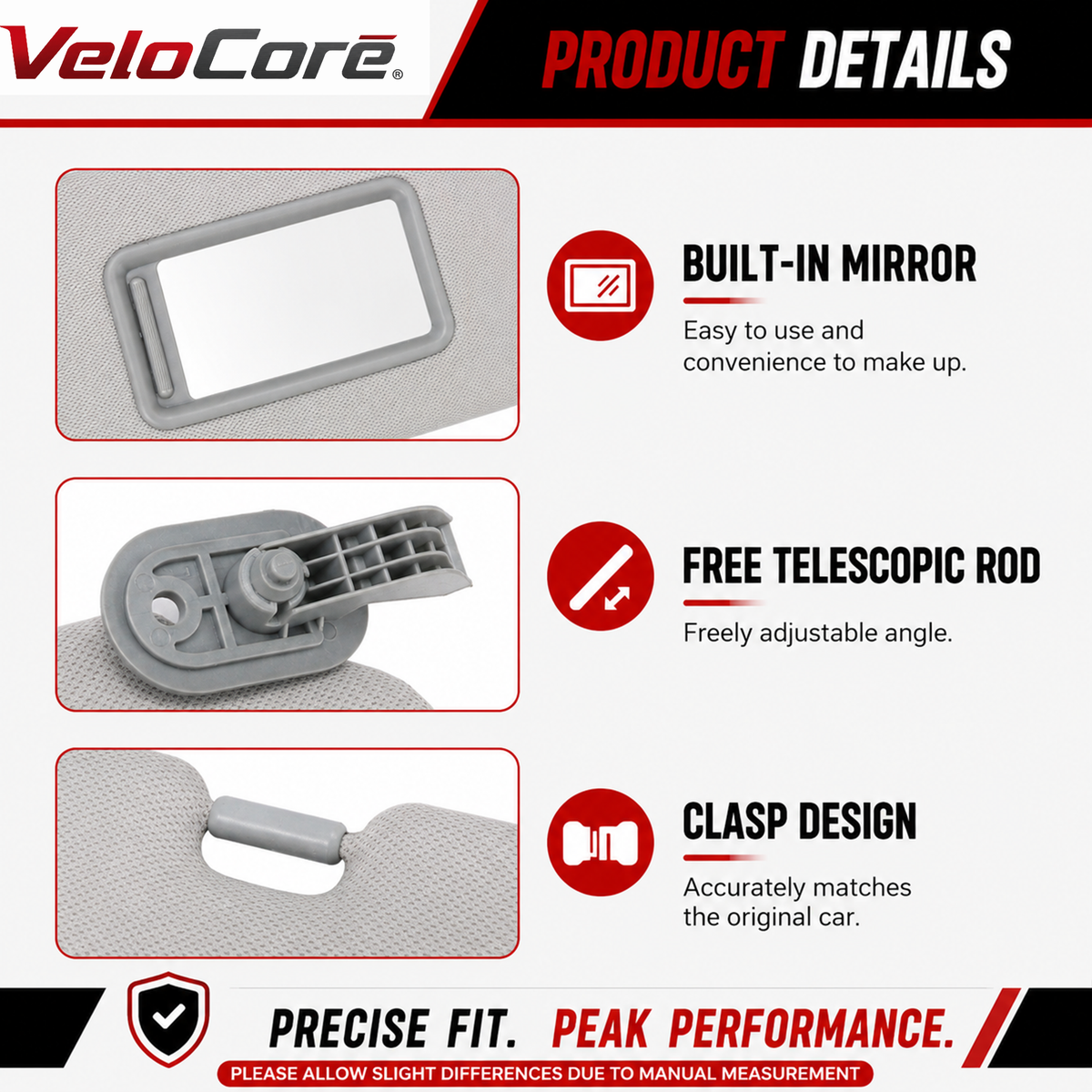 Sun Visor Pair Grey 852103X000TX Left Driver Right Passenger Side