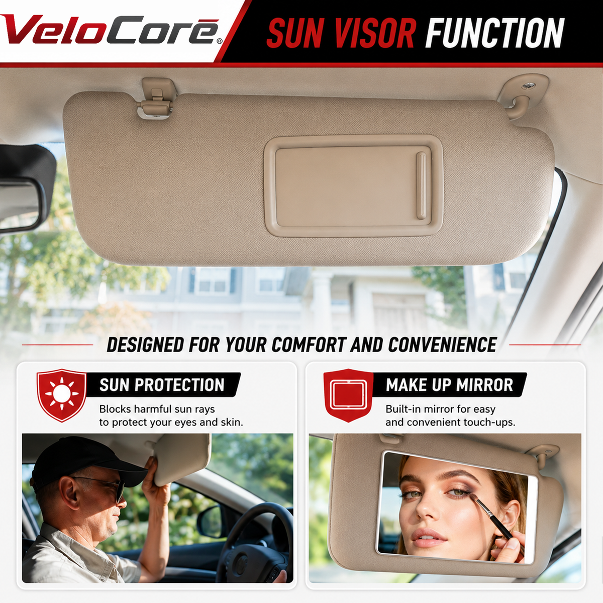 Sun Visor Pair Grey 852103X000TX Left Driver Right Passenger Side
