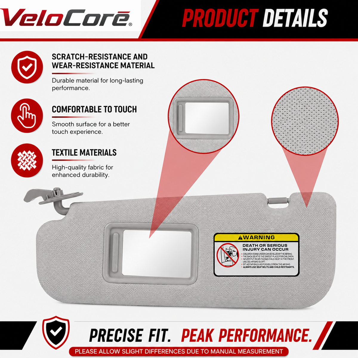 Sun Visor Pair Grey 852103X000TX Left Driver Right Passenger Side