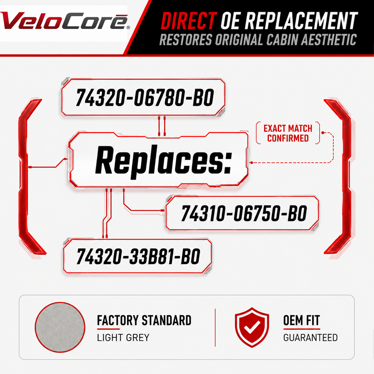 VeloCore Sun Visor Pair Compatible with Toyota Camry 2007-2011 Hybrid Without Sunroof Left Driver Right Passenger Replaces 74310-06750-B0 74320-06780-B0 - Grey Sunshade with Bonus Mirror