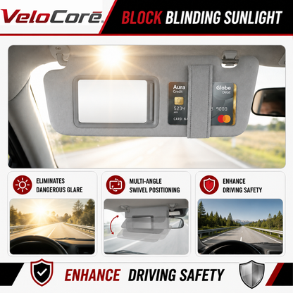 VeloCore Sun Visor Pair Compatible with Toyota Camry 2007-2011 Hybrid Without Sunroof Left Driver Right Passenger Replaces 74310-06750-B0 74320-06780-B0 - Grey Sunshade with Bonus Mirror