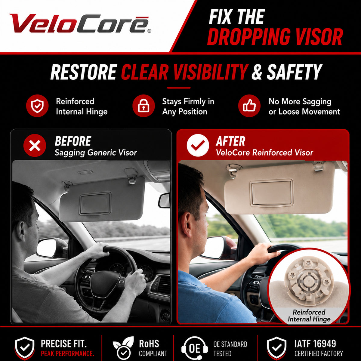 VeloCore Sun Visor Driver & Passenger Side Without Light Compatible with Chevy Cruze 2011-2019 Replace 95034256 95034253 84126667 84126658 (Gray, Left & Right) with Portable Mirror