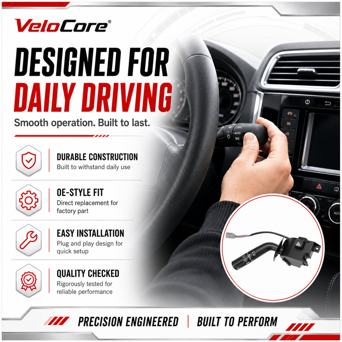 VeloCore Turn Signal Wiper Dimmer Combination Switch Lever 5L3Z-13K359-AAA