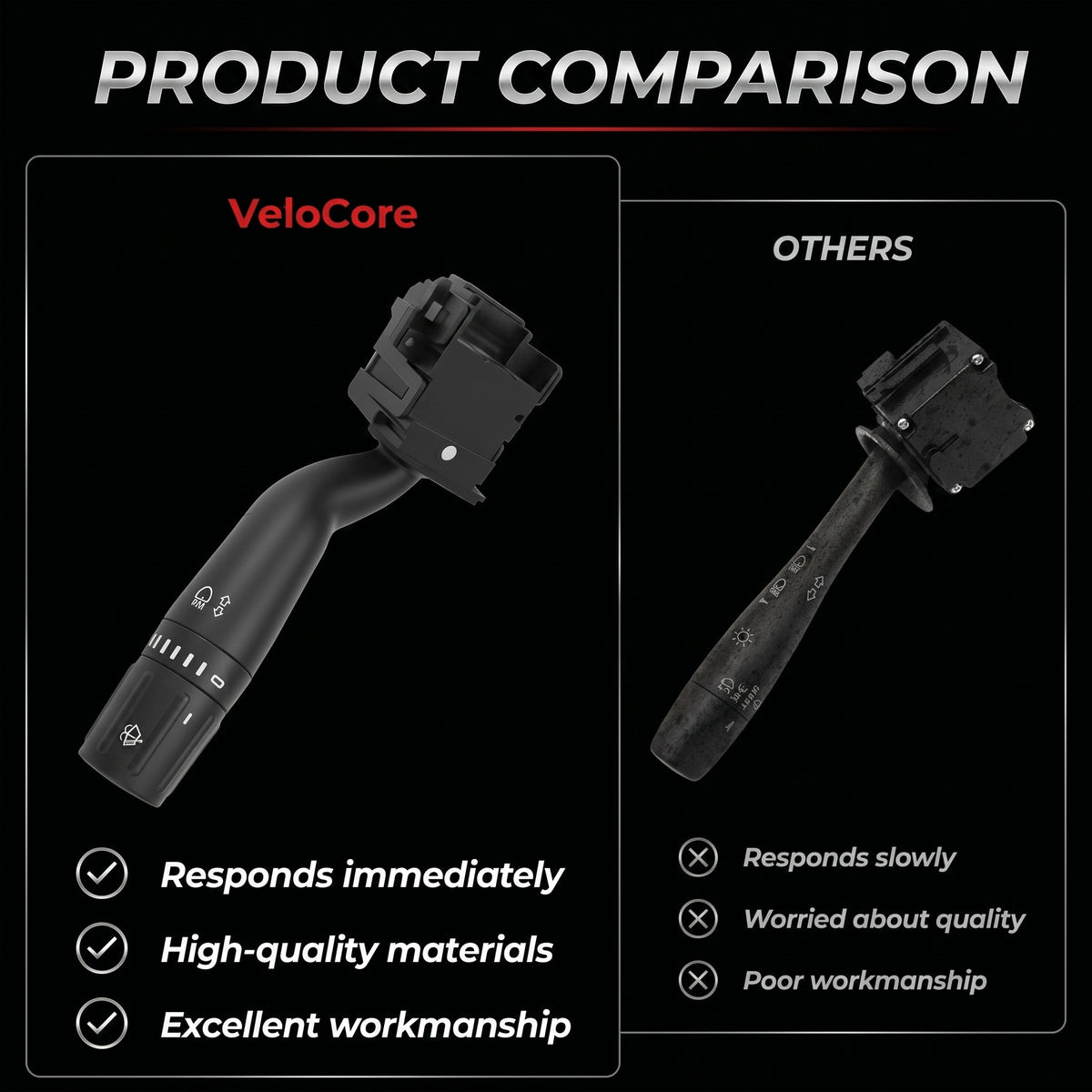 VeloCore Turn Signal Wiper Switch Lever Compatible with Ford F-150 F-250 F-350 F-450 Super Duty 2011-2013 - Multifunction Blinker Stalk Replaces BC3Z-13K359-BA SW-6874