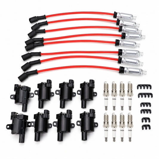VeloCore UF262 8-Pack Round Ignition Coil 41962 Spark Plug and 8mm Wire Set