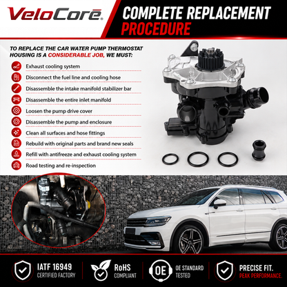 Velocore Water Pump Thermostat Housing Assembly Compatible with VW Audi EA888 Gen3 1.8T 2.0T GTI Jetta Golf Passat Tiguan A3 A4 A5 Q5 TT, Replaces 06L121011B 06L121111J 06L121012A