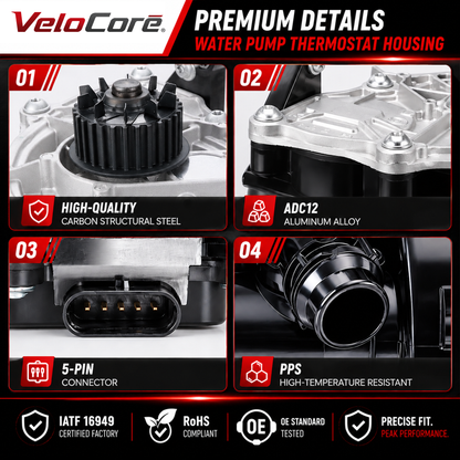 Velocore Water Pump Thermostat Housing Assembly Compatible with VW Audi EA888 Gen3 1.8T 2.0T GTI Jetta Golf Passat Tiguan A3 A4 A5 Q5 TT, Replaces 06L121011B 06L121111J 06L121012A
