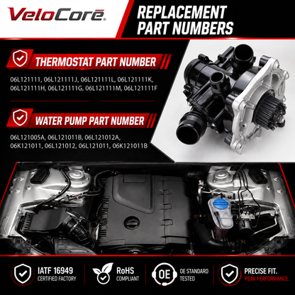 Velocore Water Pump Thermostat Housing Assembly Compatible with VW Audi EA888 Gen3 1.8T 2.0T GTI Jetta Golf Passat Tiguan A3 A4 A5 Q5 TT, Replaces 06L121011B 06L121111J 06L121012A