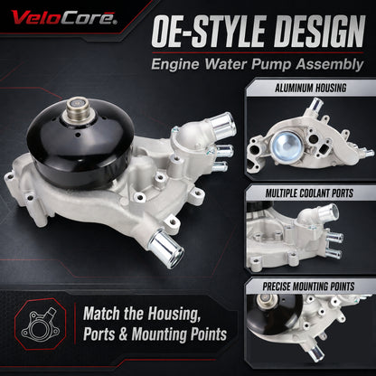 VeloCore Water Pump Thermostat Kit 12600767 Fit for Chevrolet Silverado | compatible with Chevrolet Silverado 1500 2007-2013, 4.8L 5.3L 6.0L 6.2L V8 applications, AW6009, two gaskets
