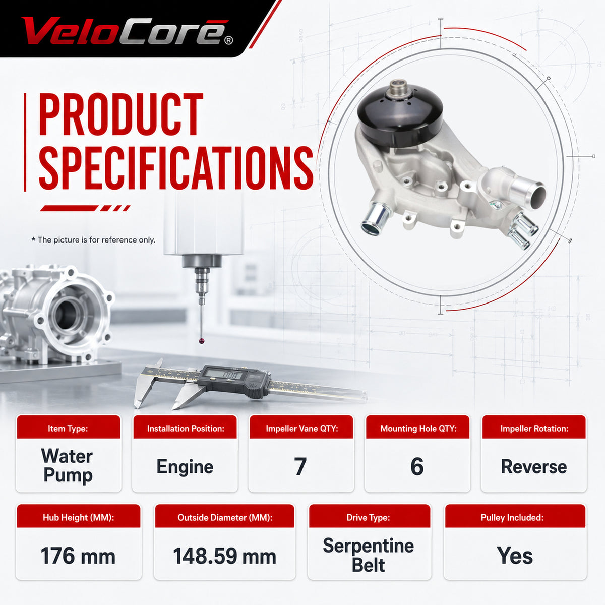 VeloCore Water Pump Thermostat Kit 12600767 Fit for Chevrolet Silverado | compatible with Chevrolet Silverado 1500 2007-2013, 4.8L 5.3L 6.0L 6.2L V8 applications, AW6009, two gaskets