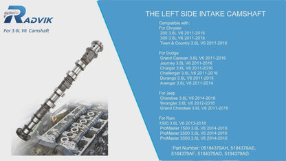 Chrysler Dodge Jeep Intake Camshaft 5184379AG - Left Side 3.6L V6 (2011-2016)